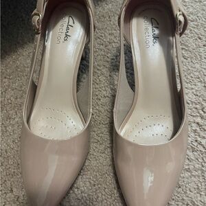 Clarks Women's Nude Patent Leather Heels